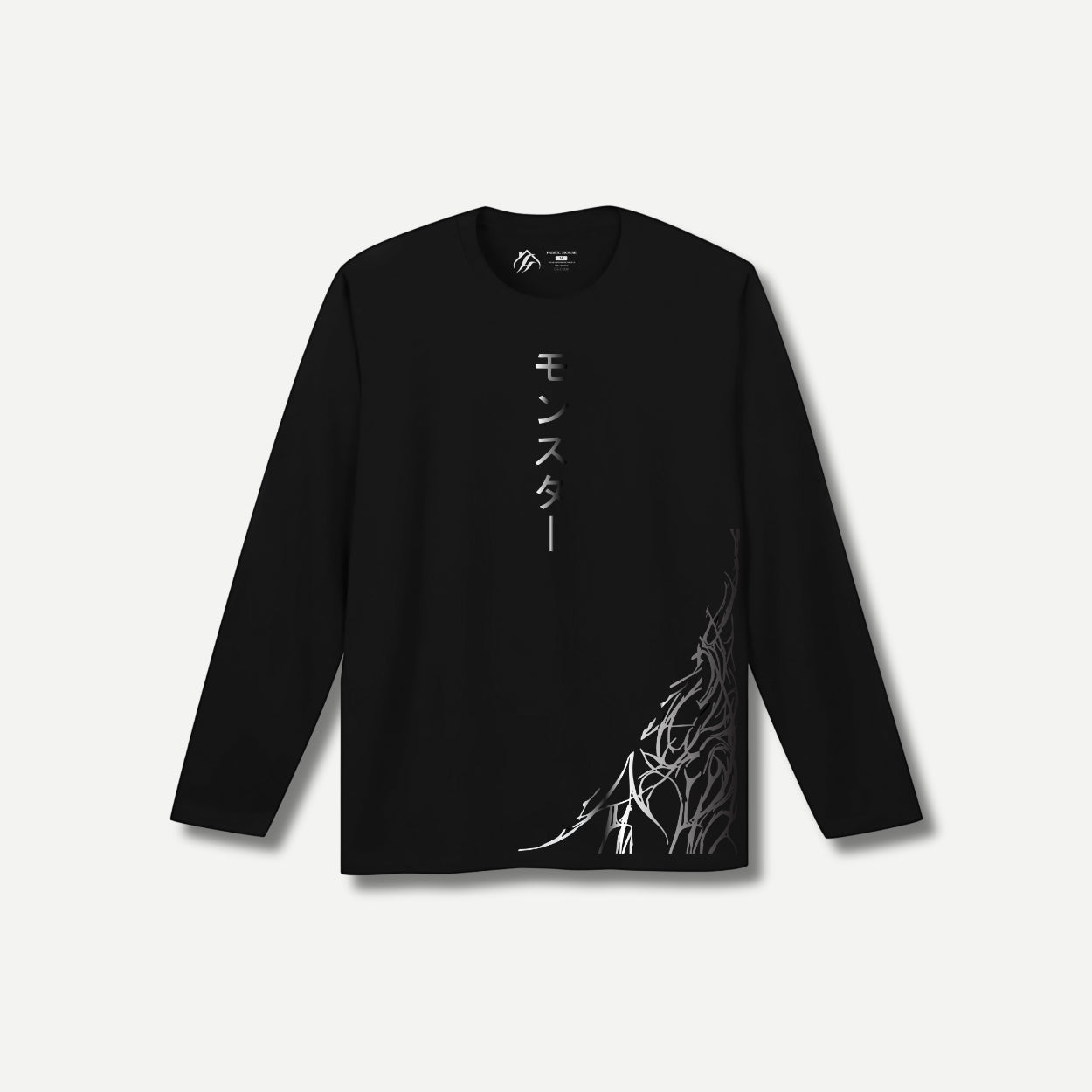 Dark Ripple Long Sleeve Black T-shirt