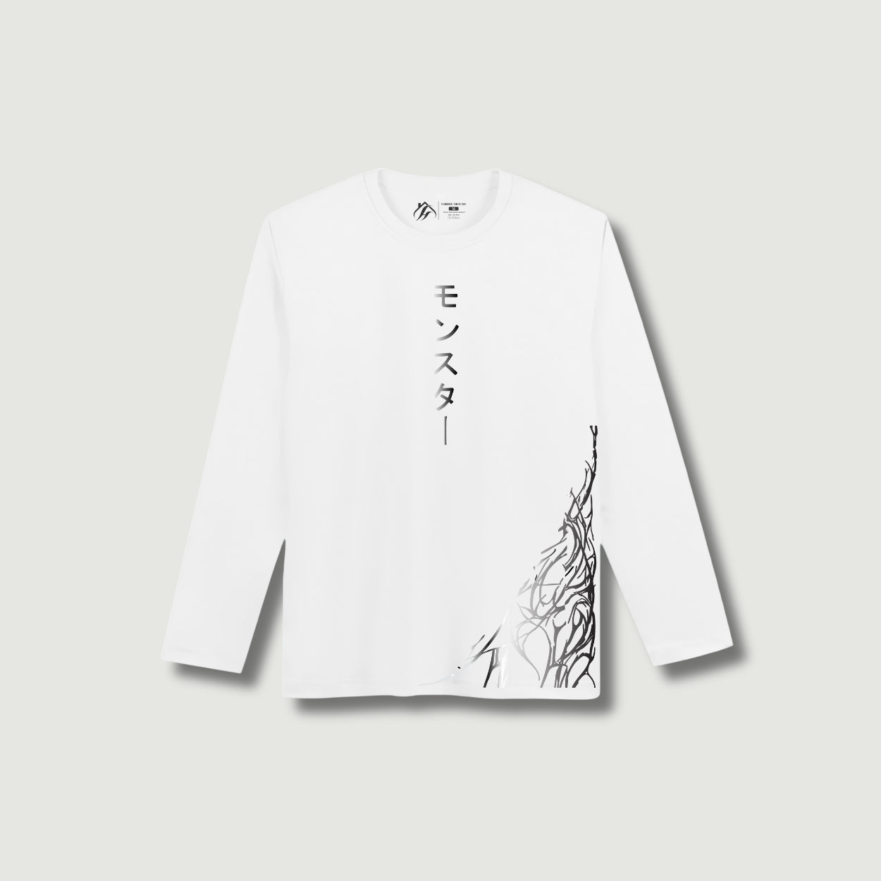 Dark Ripple Long Sleeve White T-shirt