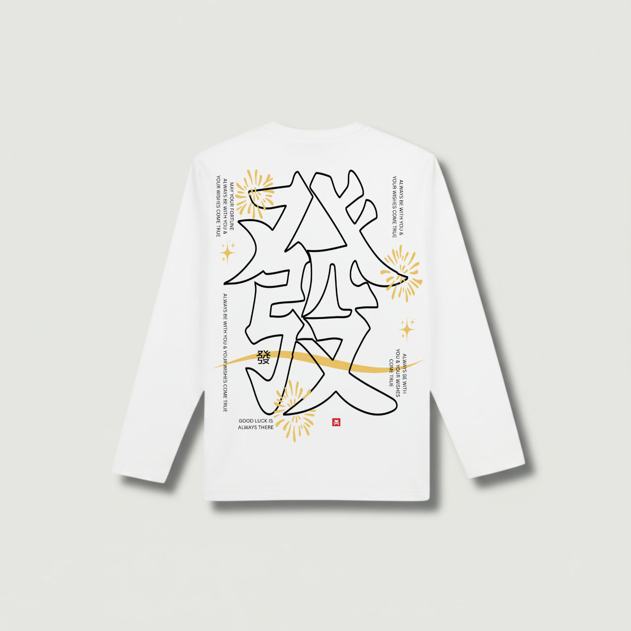 Happiness Code Back Long Sleeve White T-shirt