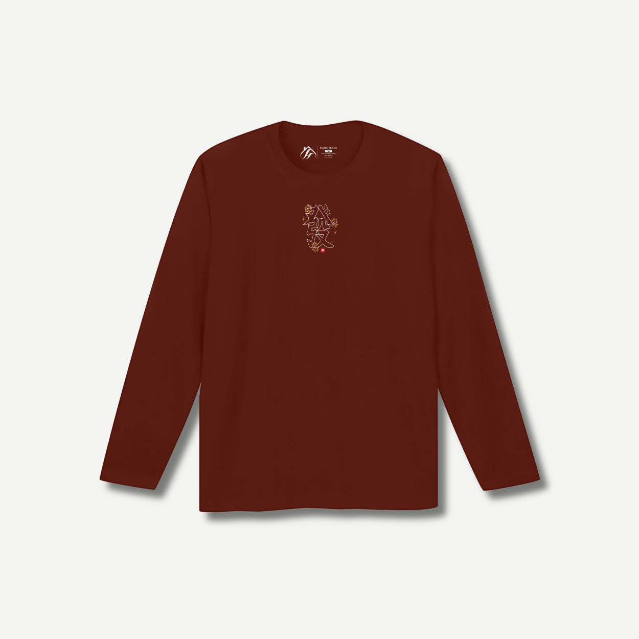 Happiness Code Front Long Sleeve Brick Red T-shirt