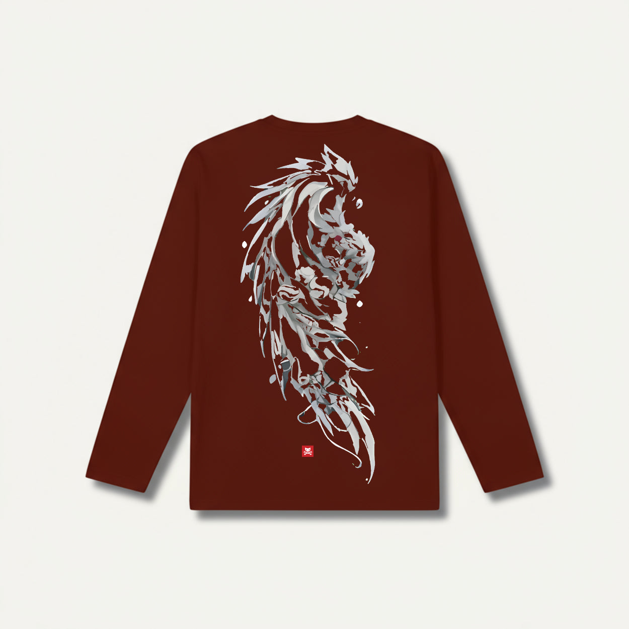 Illusion Of Shadows Long Sleeve Brick Red T-shirt