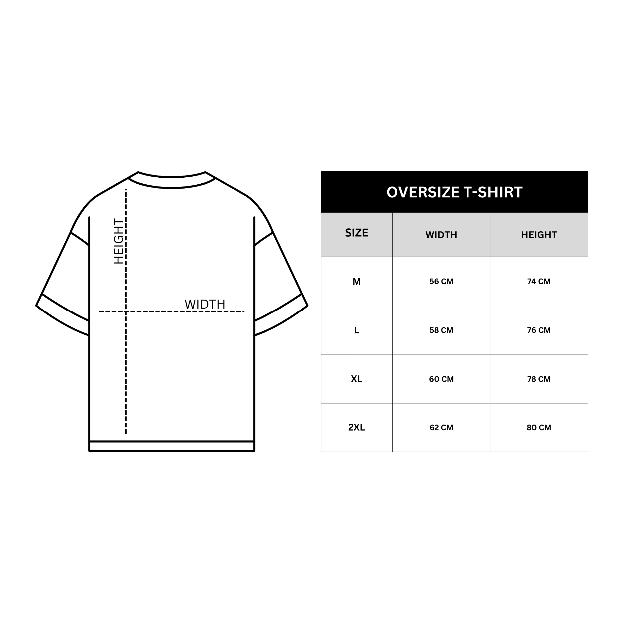 Size Chart Overize